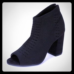Seven Dials Tara Black Fabric Open-Toed Booties